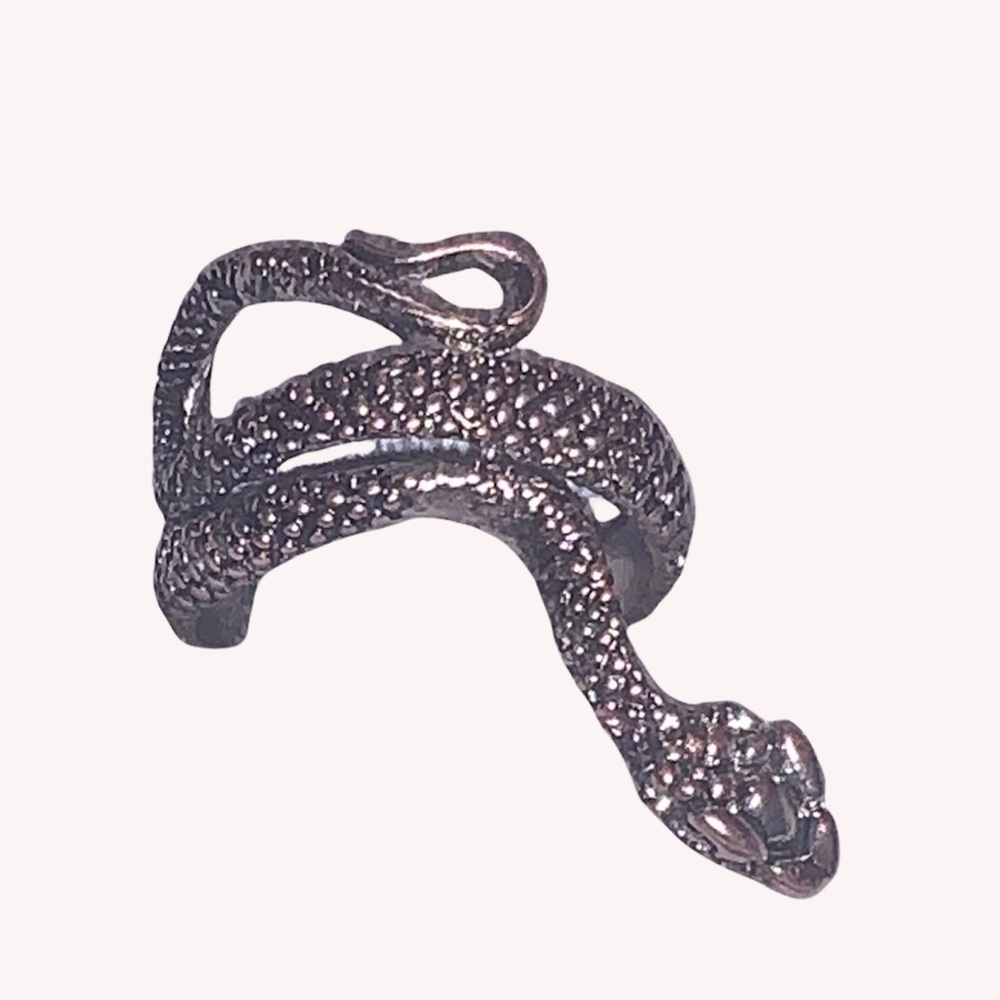a snake ring the color is grey and I just bought it a couple days ago.